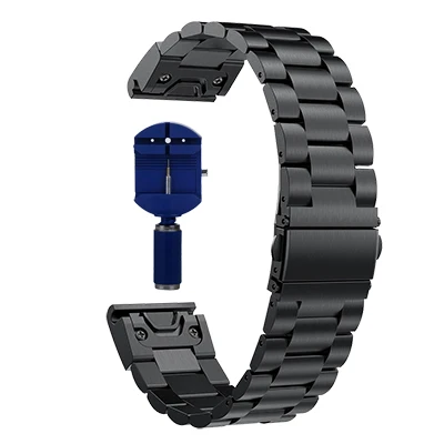 Black with tool 26 22 20 мм Quick Release ремешок для наручных gps-часов Garmin Fenix 5X/5X/5S Plus 3/3HR Forerunner 935/945 Смарт-часы нержавеющая Стальные Ремешки - Цвет: Black with tool