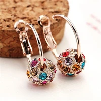 hi man micro set crystal exotic colorful ball stud earrings women fashion lucky fashion show jewelry accessories