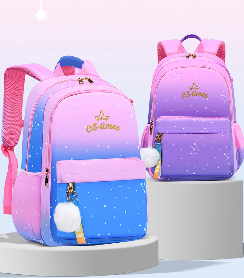 

Kids Lightweigh Orthopedic School Bag For Children Girls Cute Princess Pink School Backpack Fashion Primary Waterproof Book Bag