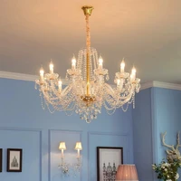 modern crystal chandelier lighting for living room luxury clear chrome gold lamp light lustres de cristal lamp hotel lighting
