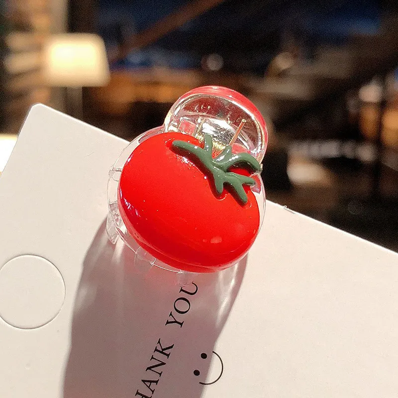 

Шпильки для волос в Корейском стиле для девочек, красные шпильки для волос в форме фруктов из смолы, аксессуары для волос TLSM1