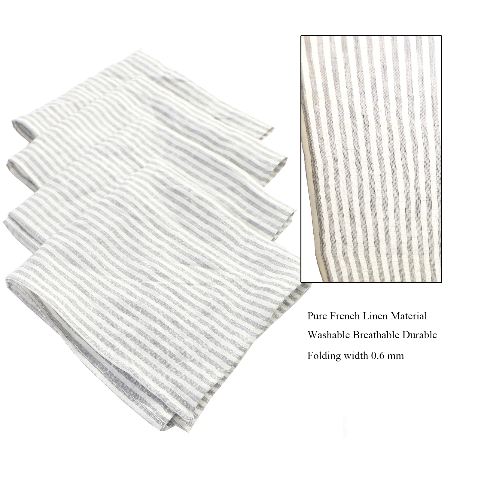 Servilletas de cena de 40x40cm, Juego de 4 unidades de tela suave de lino puro prelavado franc&eacute;s, uso diario para mesa de cocina casera y boda-5