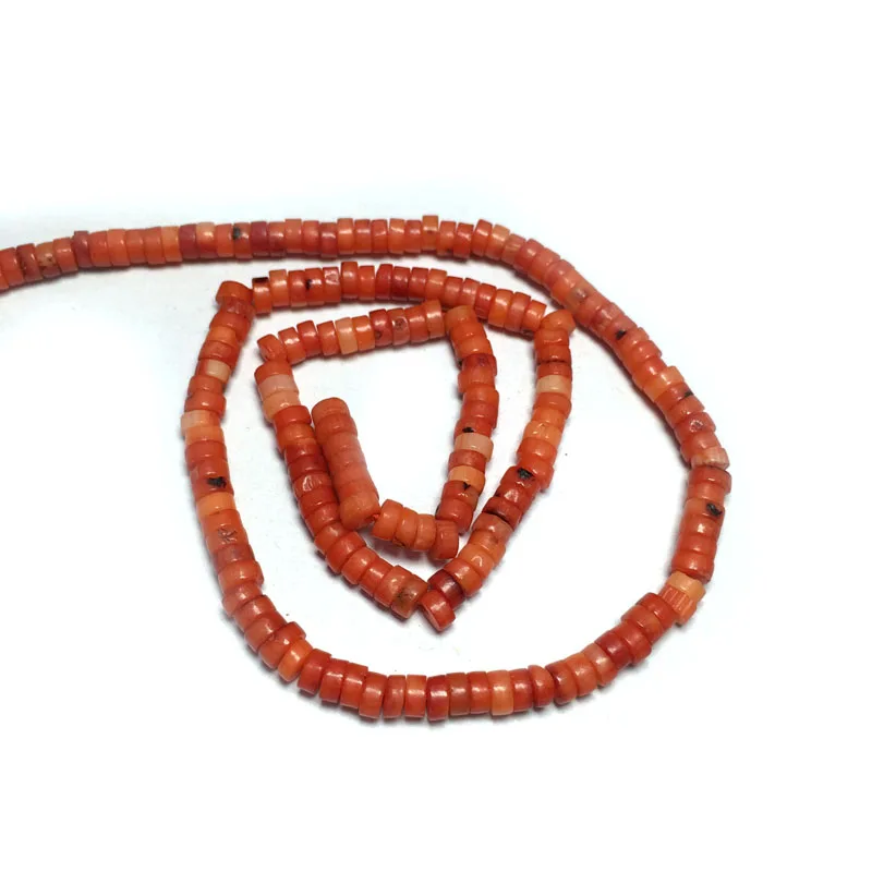 Бусины кораллового цвета из натурального камня цилиндрической формы свободные