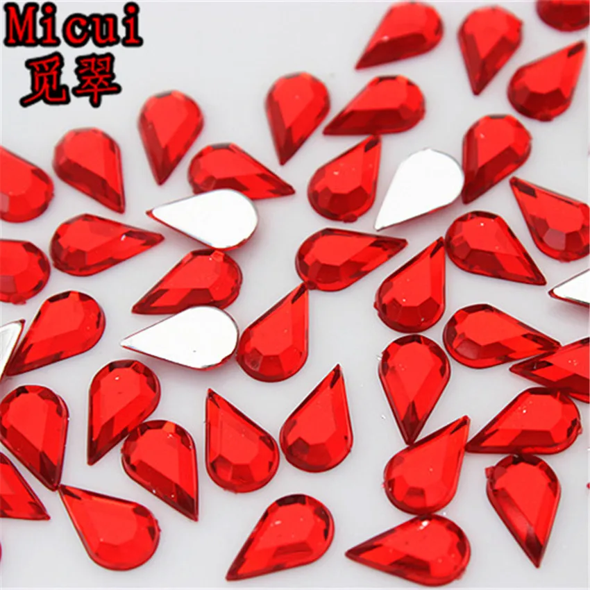 Micui 100 шт. 6*10 мм разные цвета стандартные акриловые драгоценные камни с плоским