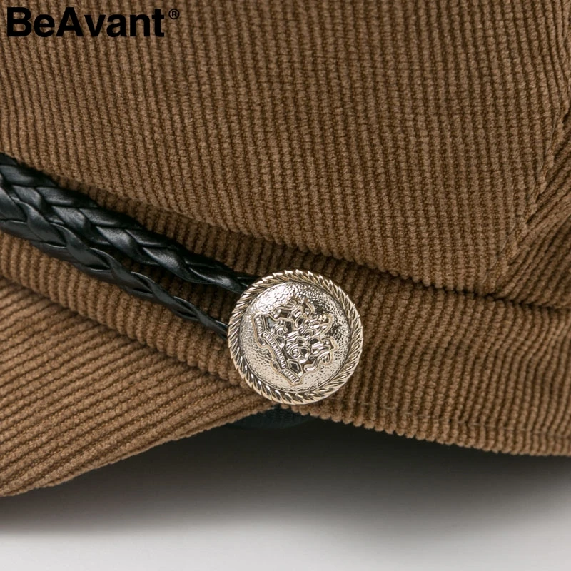 BeAvant элегантная Темно-Синяя женская шапка Повседневная вязаная пуговица Джокер уличная шерстяная берет модная шапка женская осенне-зимняя женская шляпа в стиле ретро