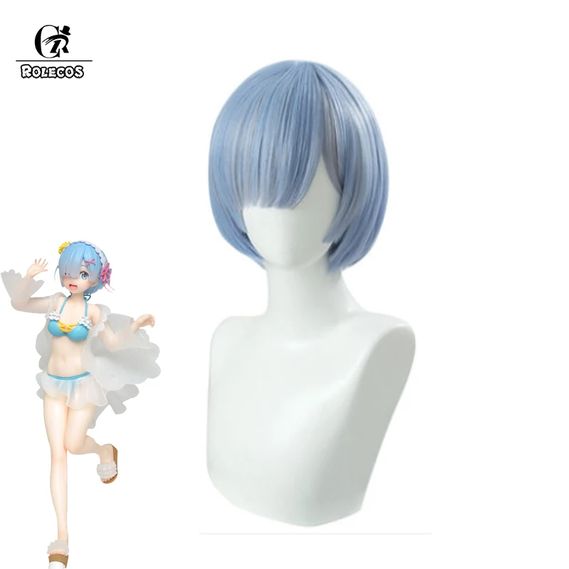 ROLECOS Градуированный цвет REM косплей парик RAM Косплей парики Re:Zero пусковая жизнь в