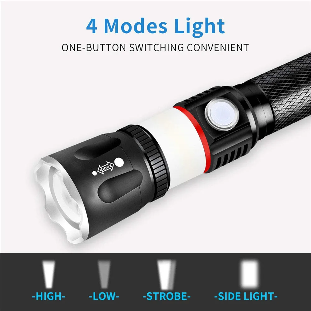 8000LM мощный L2 светодиодная вспышка светильник USB Перезаряжаемые Магнитный фонарь