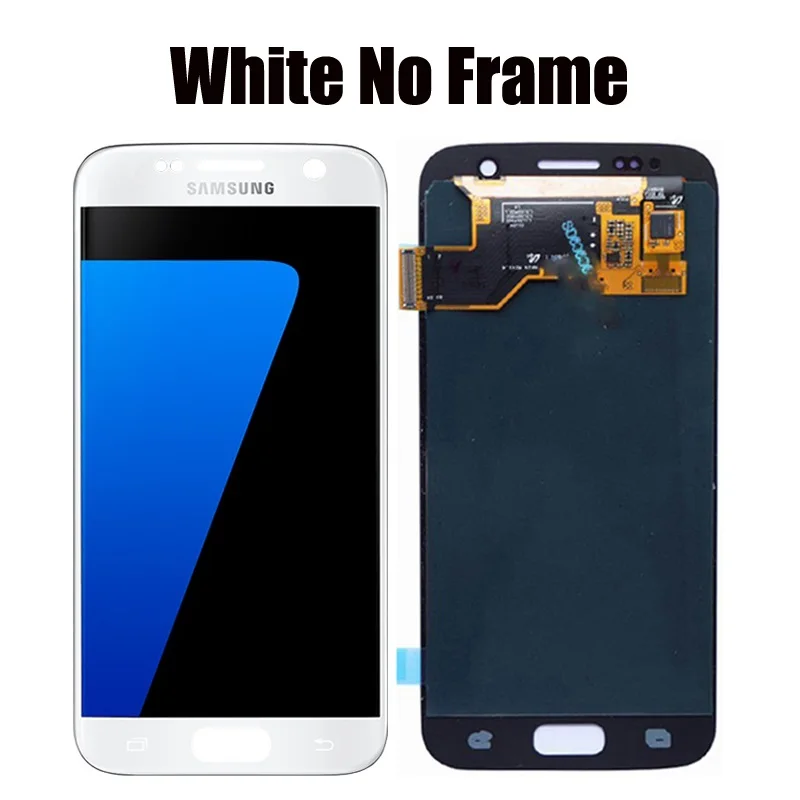 5,1 ''Супер AMOLED lcd с рамкой для SAMSUNG Galaxy S7 плоский дисплей G930 G930F сенсорный экран дигитайзер - Цвет: White l No Frame