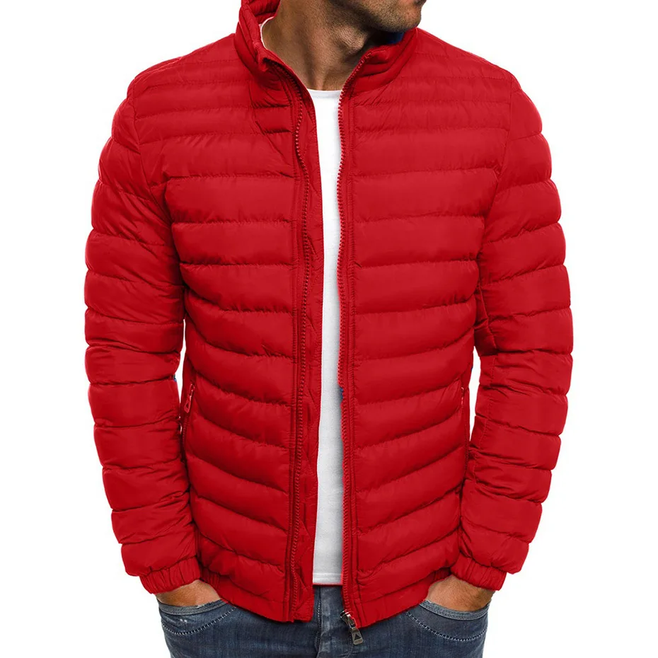 Мужская теплая куртка ZOGAA модная однотонная Толстая с воротником-стойкой зима 2020