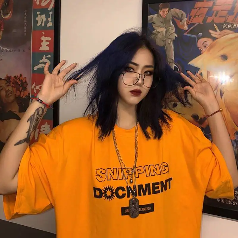 Летняя футболка с коротким рукавом в Корейском стиле Харадзюку Женская Базовая