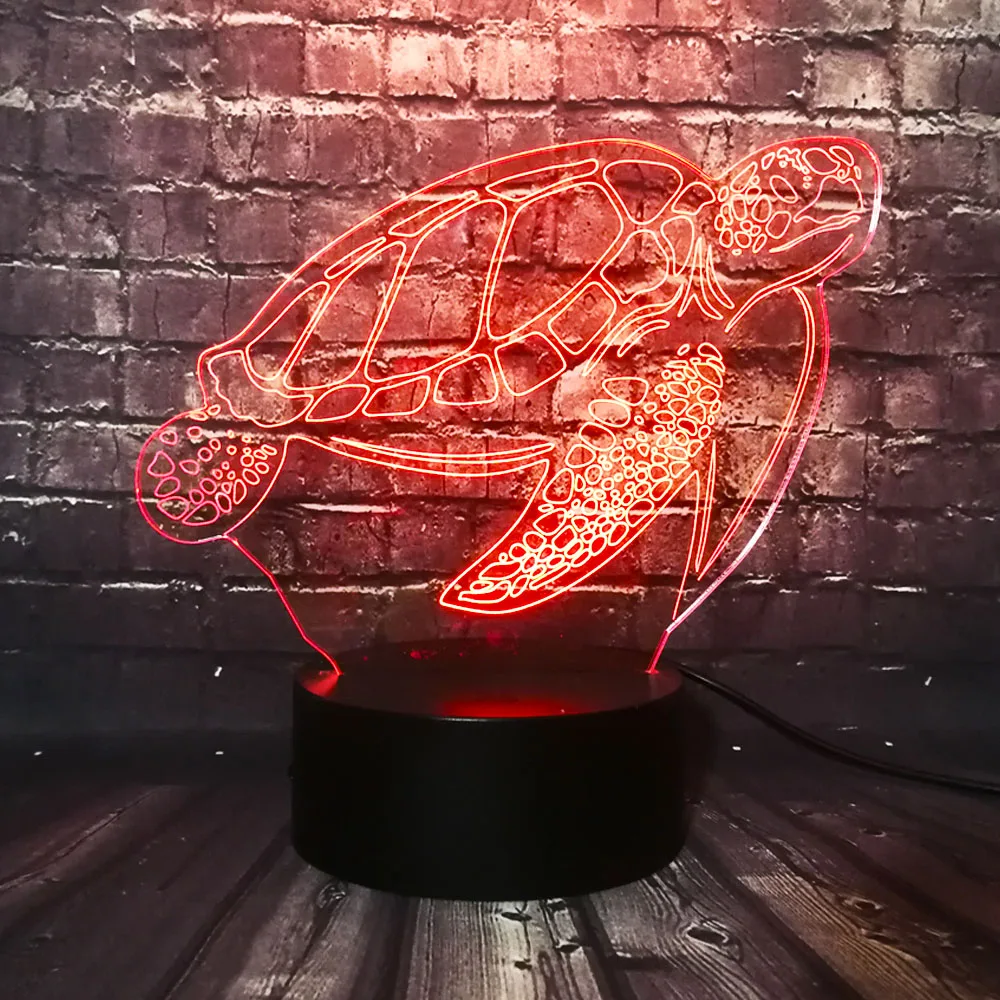 Плавать морские Черепашки животное светодиодный 3d-ночник ребенок Декор спальня ночник 7 цветов изменить Рождественский подарок игрушка, Прямая поставка