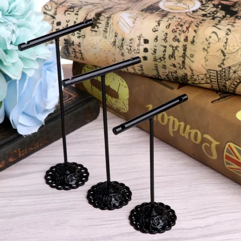 

3 Pcs Alloy Earrings Display T-Shape Stand Showcase Jewelry Organizer Holder