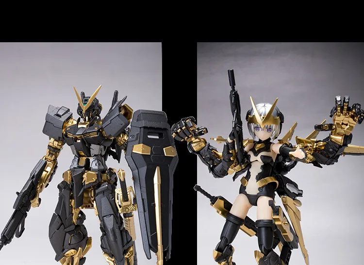 BANDAI RG 1/144 MBF-P02 Gundam с пути 13,5 см 2 шт Перекраска листового металла Черное золото алмазная игрушка Фигурки Рождественский подарок