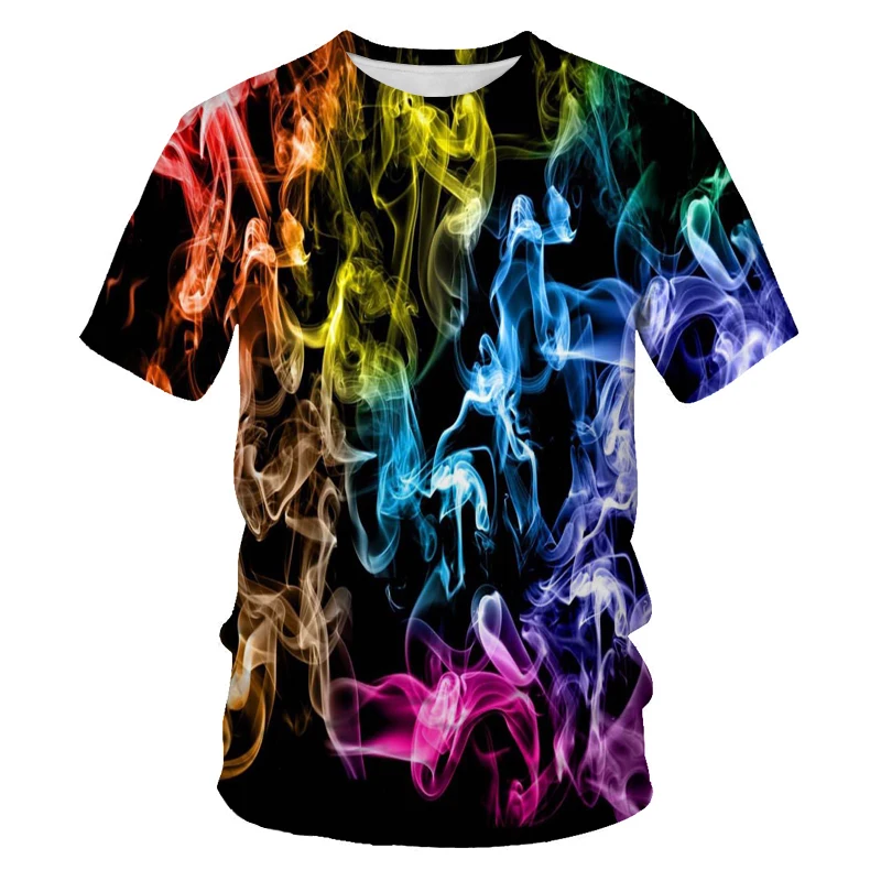 Men's and women's 3D printed T-shirts, three-dimensional smoke prints, hip-hop trendy T-shirts, all-match men's T-shirts