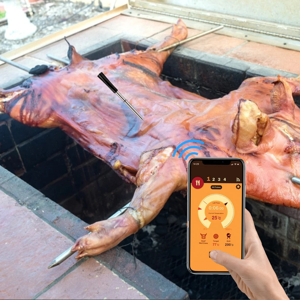 

Meat Thermometer Wireless for Oven Grill BBQ Smoker Rotisserie Bluetooth Connect Digital Kitchen Tools Barbecue Accessories