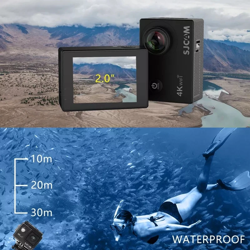 Продажа Экшн-камера SJCAM SJ4000 AIR 4K, Full HD, Allwinner 4K, 30 кадров/с, Wi-Fi, экран 2,0 дюйма