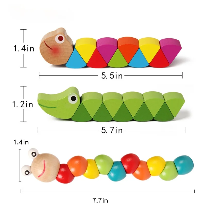 

Colorful Wooden Worm Puzzles Kids Learning Educational Didactic Baby Toys Fingers Game for Children Montessori Gift