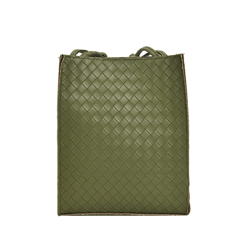 Маленькая квадратная сумка на плечо для девушек кожаный плетеный мешок через