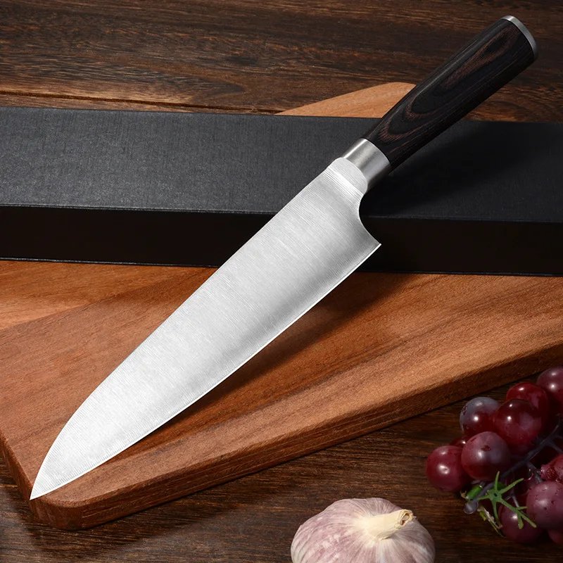 Кухонный нож 7cr17 из нержавеющей стали 8-дюймовый шеф-повар в западном стиле резьба