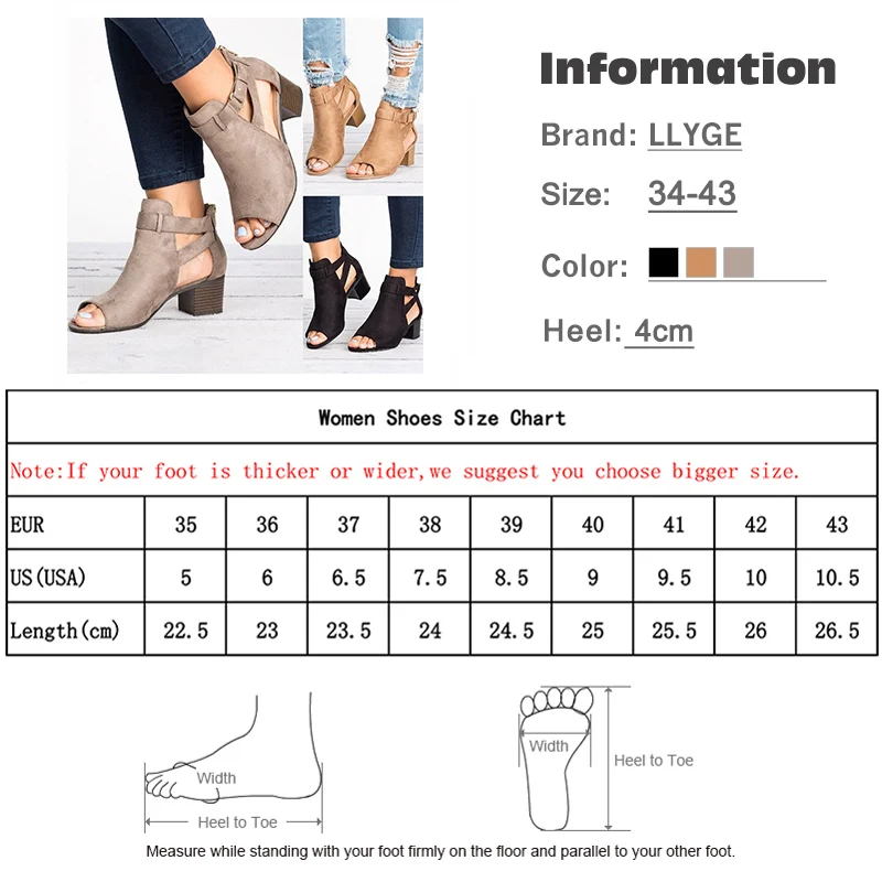 

Woman Sandals 2020 Summer Fashion Gladiator Square Heel Pumps High Heels Buckle Strap Female Solid Color Sandals Plus Size 34-43