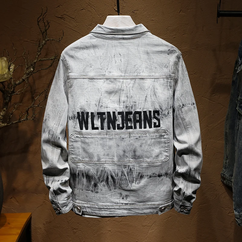 KSTUN джинсовая куртка мужское пальто Ретро стиль светильник серые джинсы куртки