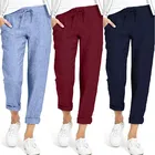 Брюки-карго женские, летние, Осенние, винтажные, 2021, штаны с эластичным поясом, ZANZEA, брюки оверсайз