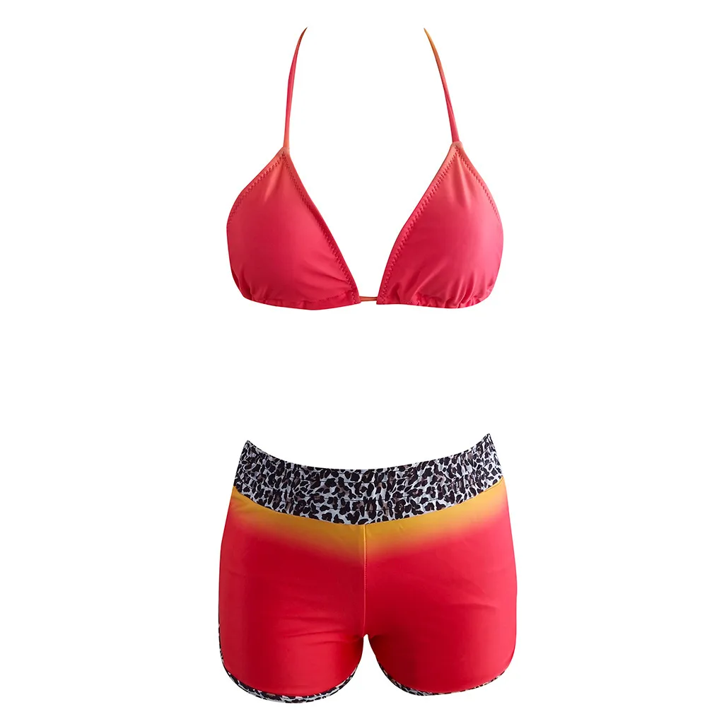 Женский купальник Леопардовый Гавайский принт пуш ап сексуальный бикини набор