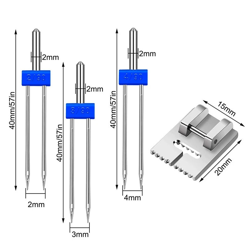Прижимная лапка с двойной иглой и 9 канавками для бытовых многофункциональных