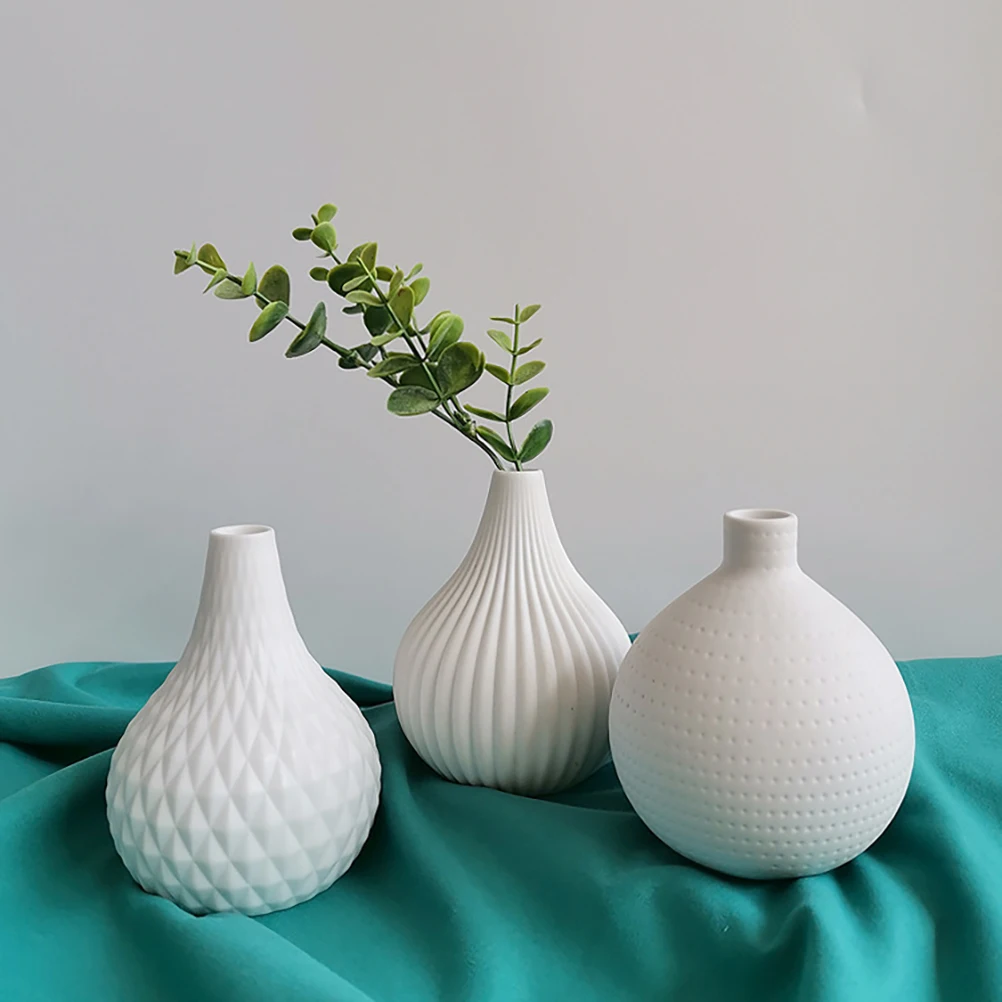 

3Pcs 1 Set Modern Decoration Vases Flower Holders Decoration Vases (White)