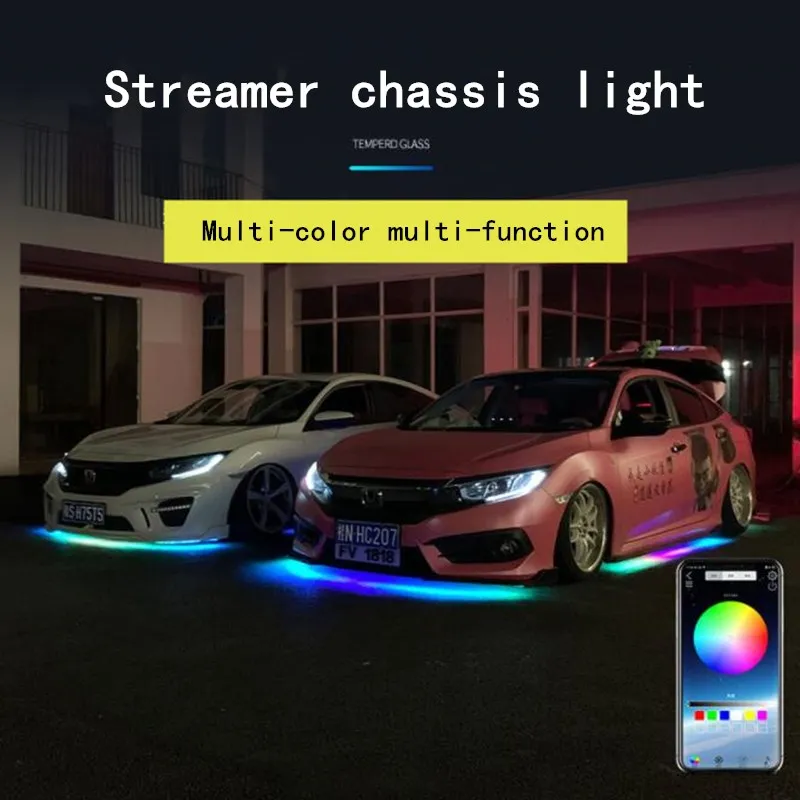 TPYCBX 4 шт. RGB разноцветный гибкий потоковый Автомобильный светодиодный светильник