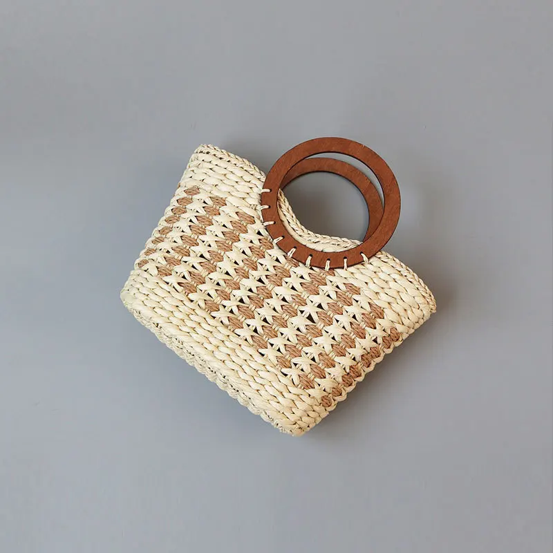 

New shoulder portable straw bag large capacity cloth handmade straw bag