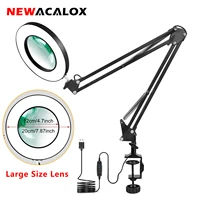 newacalox 5x usb magnifier welding magnifying glasses third hand tool soldering helping hands folding table lamp loupe tool