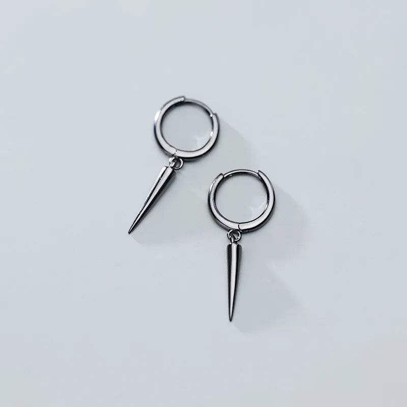 Серьги-кольца мужские из стерлингового серебра 925 пробы с геометрическим узором