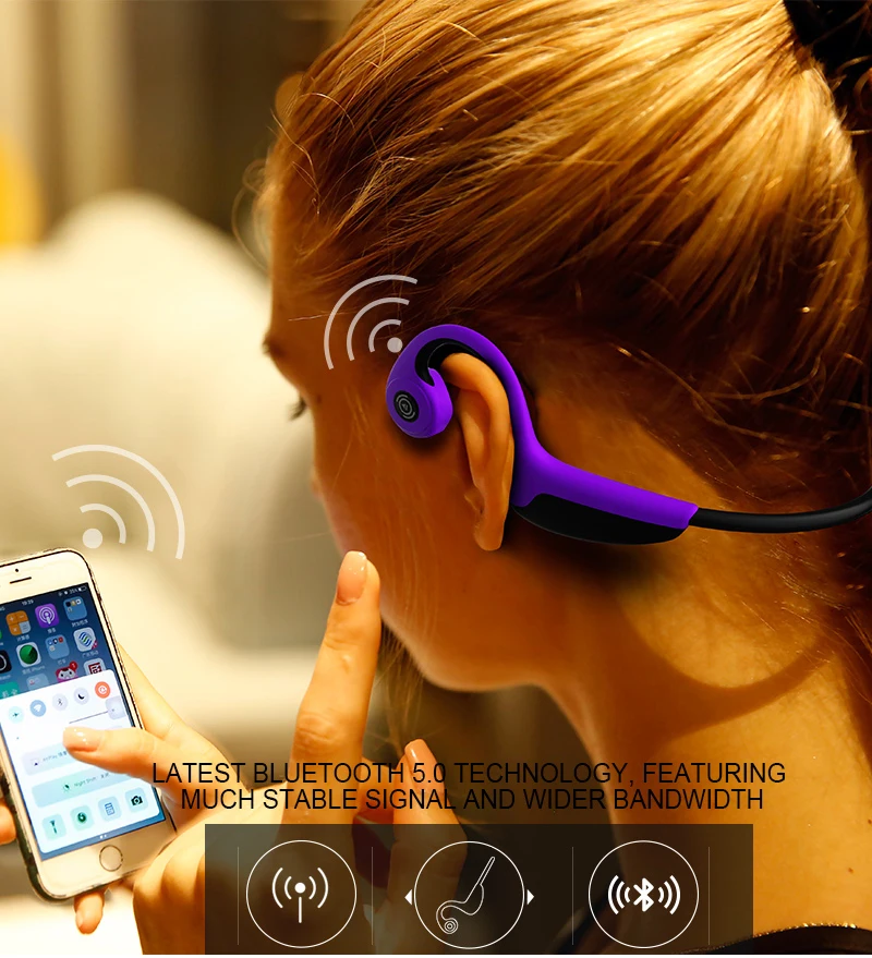 Bluetooth 5.0 S.Wear Z8 Wireless Headphones Bone Conduction Earphone Outdoor Sport Headset with Microphone Handsfree Head