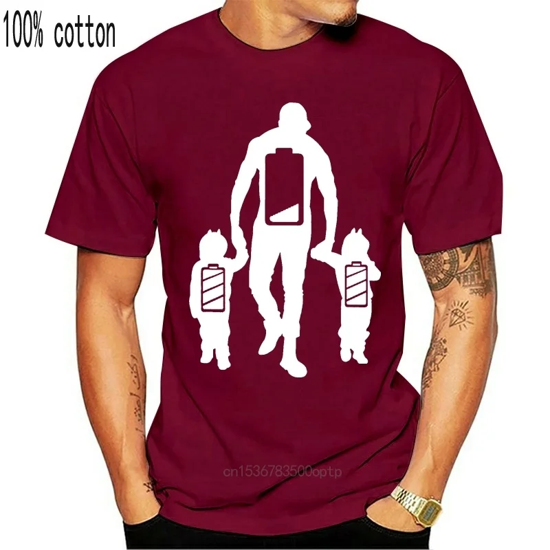

Funny Tired Twin Dad Shirt Low Battery Full Charge T-Shirt 2020 Summer Men Short Sleeve T-Shirt