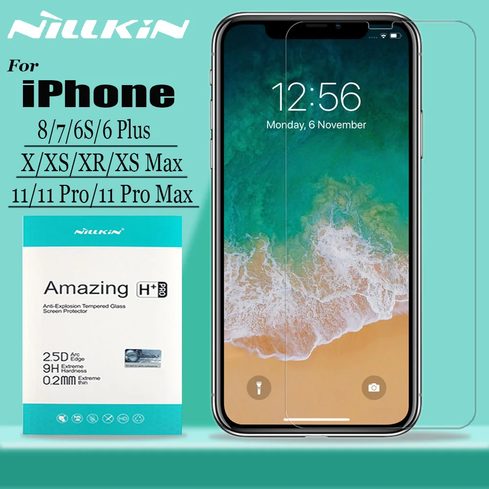 Для iPhone 11 11 Pro Max X Xr Xs Max защита экрана из закаленного стекла Nillkin 9H жесткое Защитное стекло для iPhone 8 7 6s 6 Plus пленка
