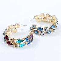 exquisite c shaped colored crystal romantic ear hoop women glass rhinestone party banquet gift fashion jewelry accessories