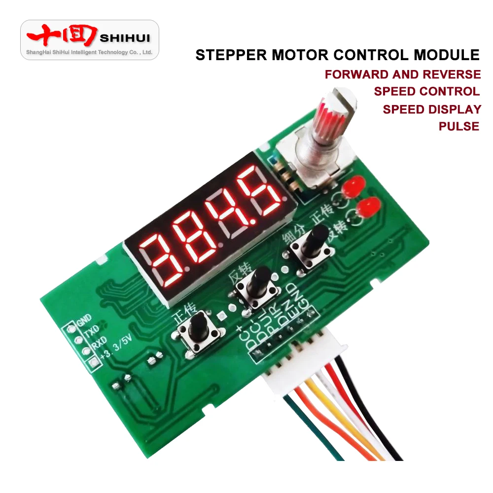 

DC8~24V Digital Display Stepper Motor Control Module 0.1~999 RPM Speed Control Board Forward Reverse Rotation Pulse Motor Driver