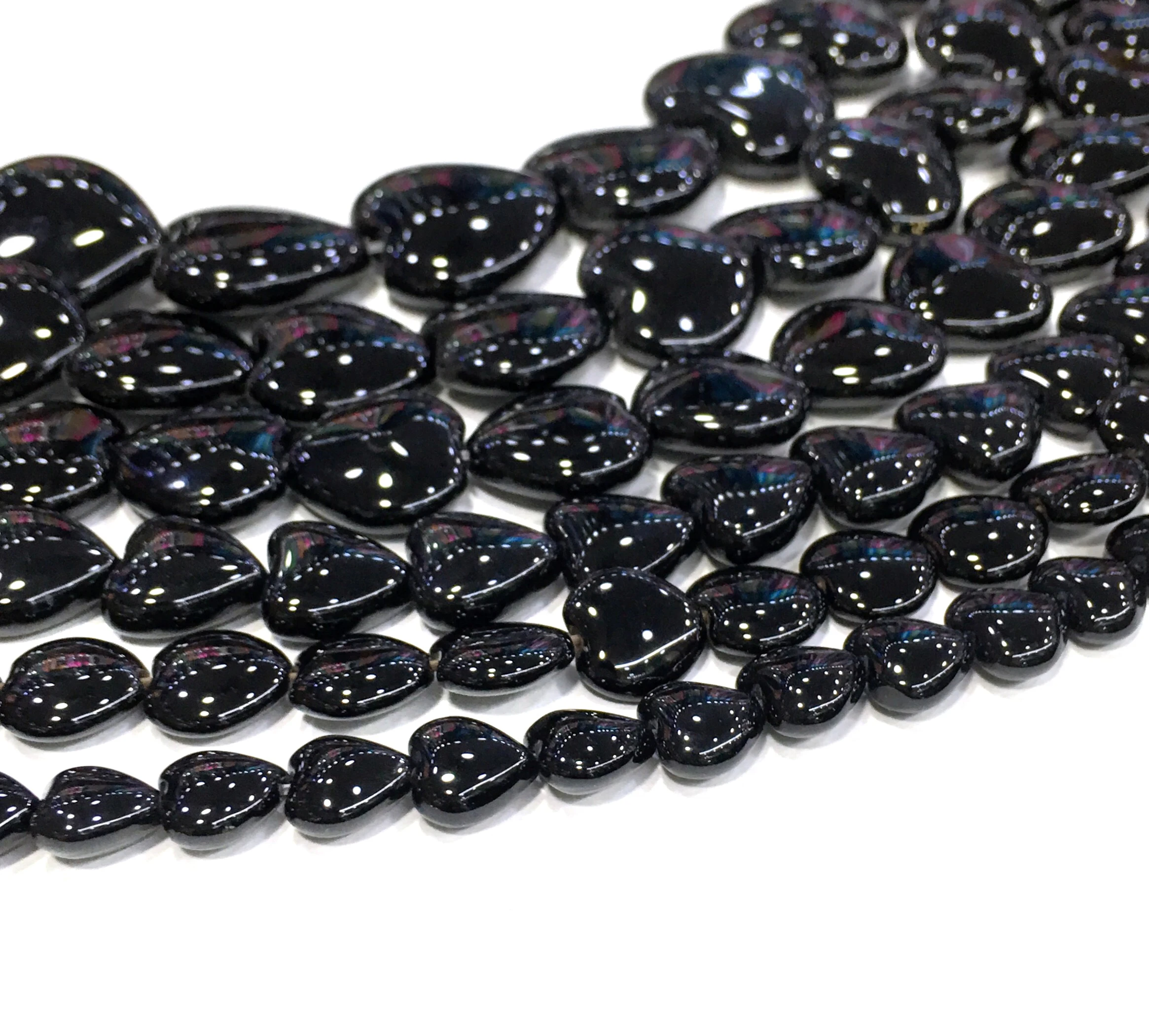 Бесплатная доставка бусины россыпью в форме сердца из натурального черного