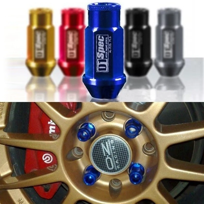 

20 pieces/set Spec Racing Aluminium alloy Wheel Lug Nuts Screw M12x1.5/1.25 Length 50mm/40mm for 95% cars