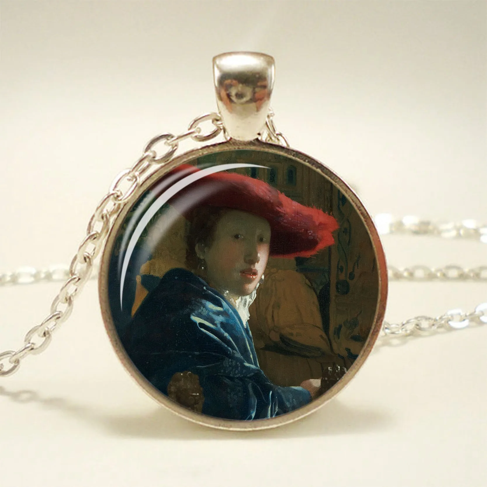 Одежда для девочек с жемчугом и Вермеера художественное ожерелье кулон на