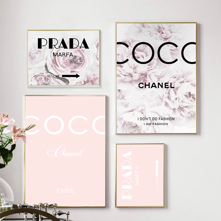 

Фон с розовыми цветами, модная искусственная Картина на холсте, скандинавские плакаты и принты, настенные картины для гостиной, Настенный д...