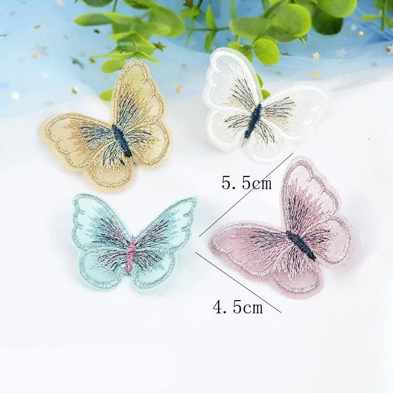 Бабочка патч вышивка кружева ткань двухслойные патчи для шитья одежды стикер DIY