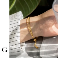 ghidbk hot sale 2021 fashion street style stainless steel jewelry dainty layering beaded snake chain bracelets minimalist bangle