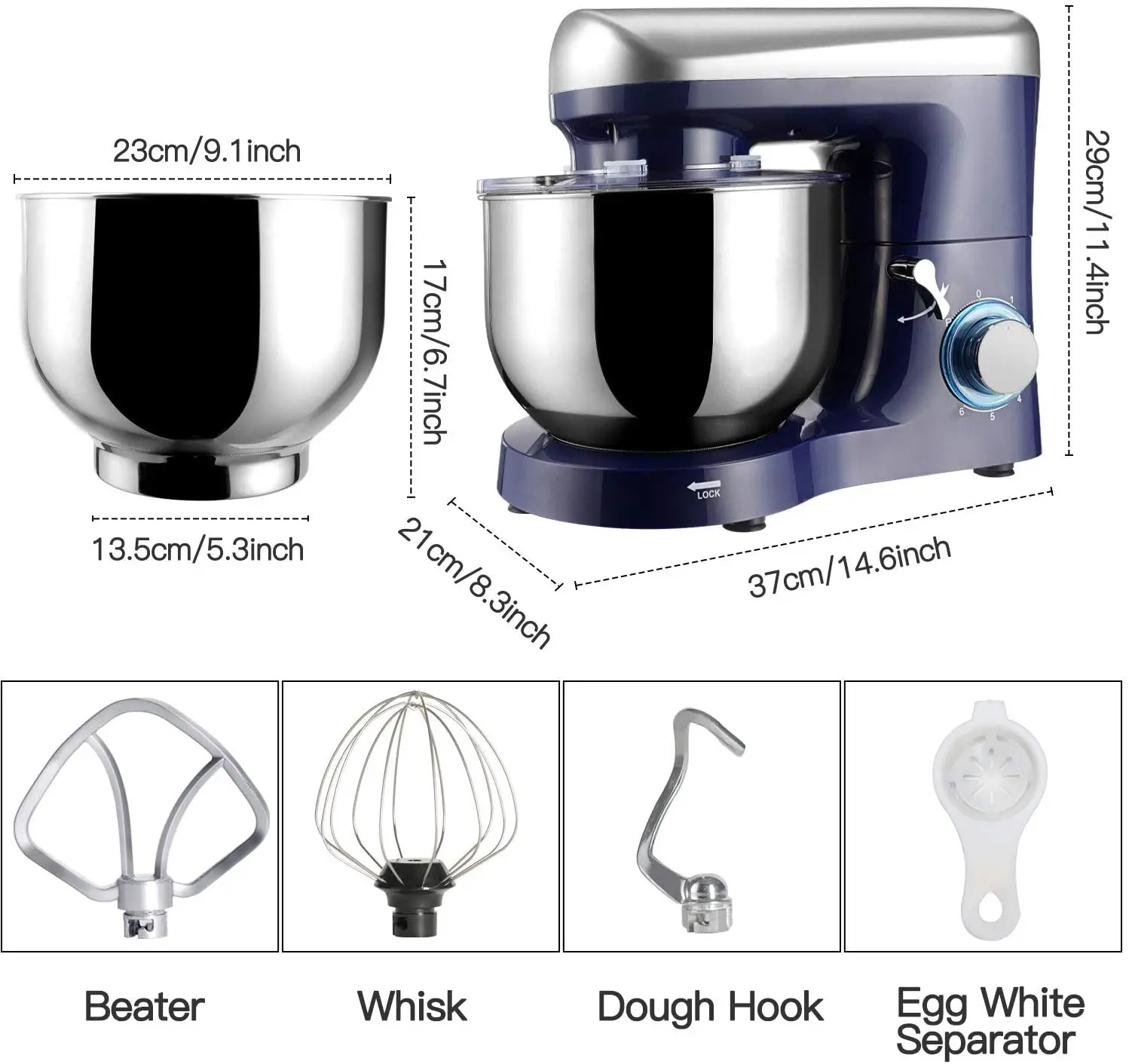 

Stand Mixer Kitchen Food Mixer Dough Mixer 6 Speed 1500W 5.5L Stainless Steel Bowl Food Blender Cream Egg Whisk Cake Bread Maker