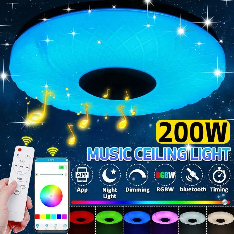 

200W RGB LED Ceiling Light Modern Home Lighting APP bluetooth Music Light Bedroom Lamp Smart Ceiling Lamp+Remote Control AC220V
