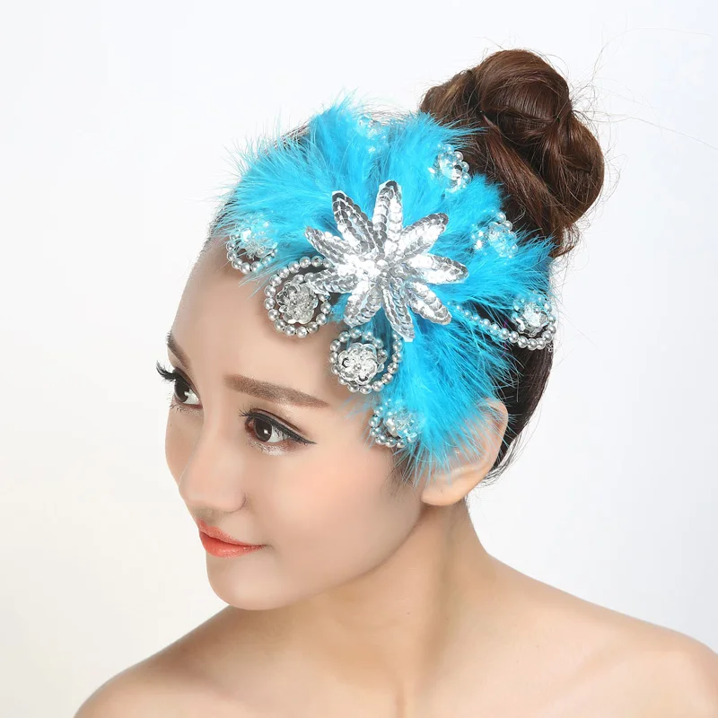 Квадратный танцевальный головной убор с блестками цветочный открытие