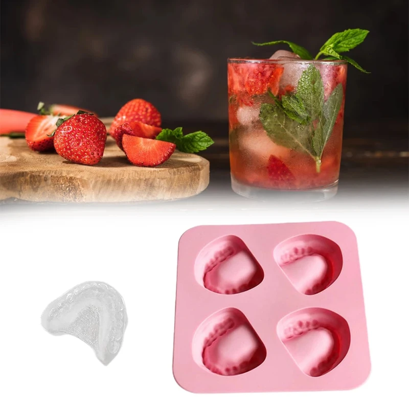 

4Hole Denture Shaped Ice Mold Silicone Ice Tray Mold IceCube Trays Funny DIY Ice Cream Mold Chocolate Dessert Mould Kitchen Tool