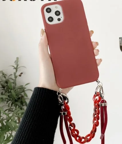 

INS Case Crossbody Lanyard Necklace Marble chain silicone case for iphone 12 Pro Max 12 MiNi 11 Pro Max XR X XS Max 7 8 plus SE