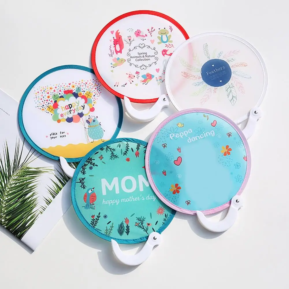 

8 PCS Round Foldable Fan Pocket Handheld Folding Fans with Pouch #CW